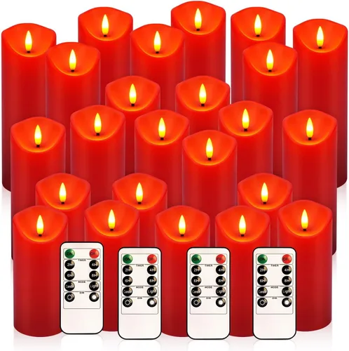 Vista 14 de fclayvts Paquete de 12 Velas de Pilar LED Sin Llama de Halloween - Funcionan con Baterías con Control Remoto y Temporizador, Luz Cálida Parpadeante