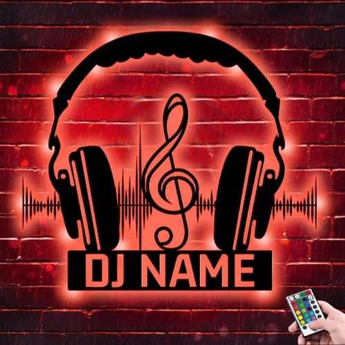 Vista 9 de Letrero de neón personalizado para reproductor de DJ, nombre personalizado, auriculares, reproductor de disco DJ, letrero de luz LED de metal