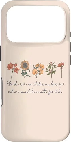 Vista 30 de God is Within Her She Will Not Fall Psalms 46:5 Boho Flowers Case for iPhone 17