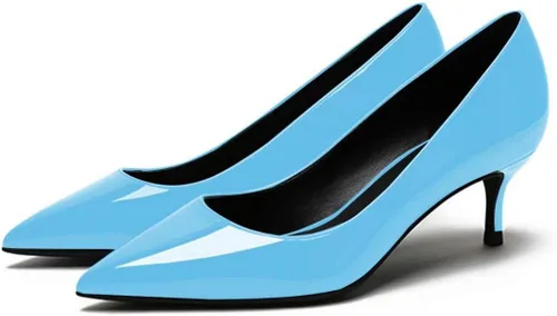 Vista 2 de Eldof Zapatos de tacón de gatito para mujer con punta puntiaguda, tacones bajos, zapatos cómodos de 2.6 pulgadas para vestido, fiesta, oficina