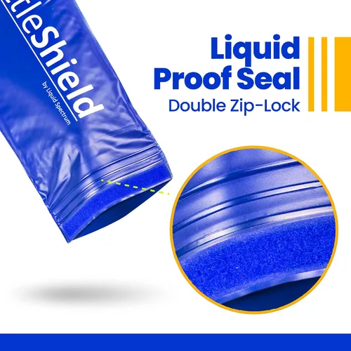 Vista 8 de Paquete de 4 bolsas de viaje reutilizables para protección de vino, de Bottle Shield, con acolchado de burbujas, irrompible, a prueba de fugas