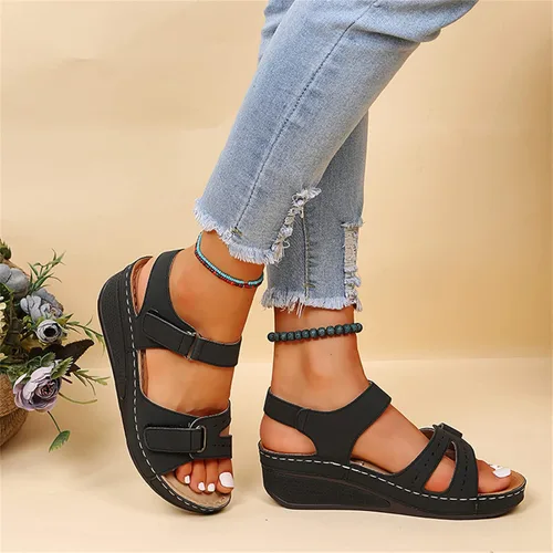 Vista 3 de Sandalias ortopédicas para mujer, con soporte para el arco, para caminar, cómodas sandalias ortopédicas de verano con correa trasera