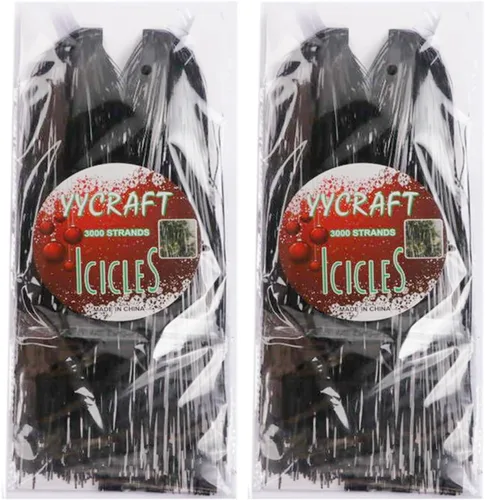 Vista 20 de YYCRAFT Icicles Tinsel 3000 Strand, Negro