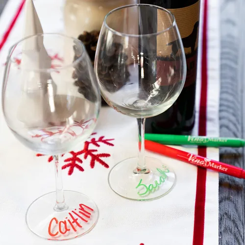 Vista 4 de Rotuladores de vino para copas de vino, marcadores de bebidas lavables, perfectos para fiestas de vacaciones, accesorios de bar en casa, regalos