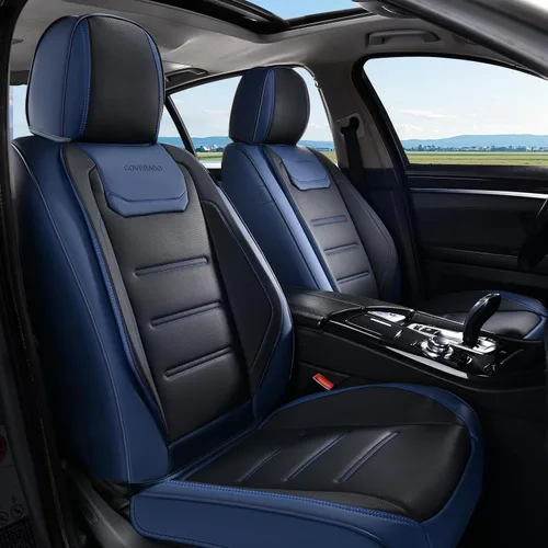 Vista 35 de Coverado Juego completo de fundas de asiento de automóvil, protector impermeable para asiento de automóvil, cojín de asiento de cuero, fundas