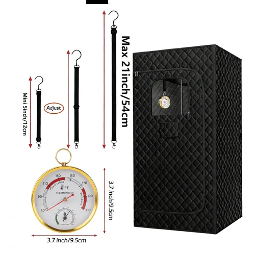 Vista 2 de Combo de termómetro de sauna Fahrenheit e higrómetro con soporte de cordón, termómetro colgante para sala de sauna, sauna de vapor portátil, rango