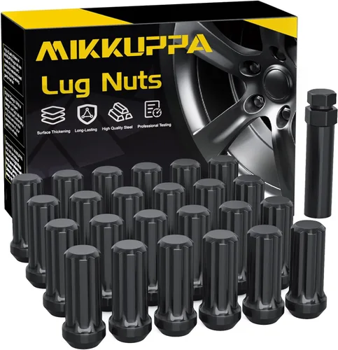 Vista 15 de MIKKUPPA 20 tuercas de llanta 9/16-18 – Reemplazo para Ram 1500 1994-2011, Dodge Dakota 2005-2010, rueda Durango 2004-2009, negro 7 estriado