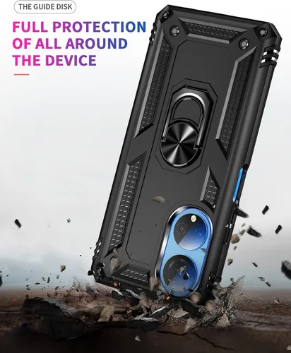 Vista 6 de Compatible con Honor X7, funda híbrida resistente con soporte giratorio y placa magnética para Honor X7