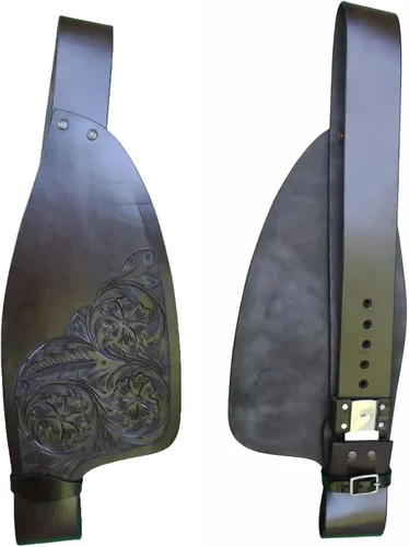 Vista 2 de Horse Western Adult Tooled Leather Replacement Saddle Fenders 5223