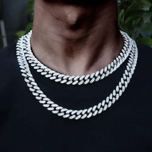 Vista 2 de BLBLJERY Cuban Link Chain for Men Women 14k Gold Silver Miami Cuban Necklace Diamond Iced Out Rapper Tennis Chain Bling Hip Hop Jewelry