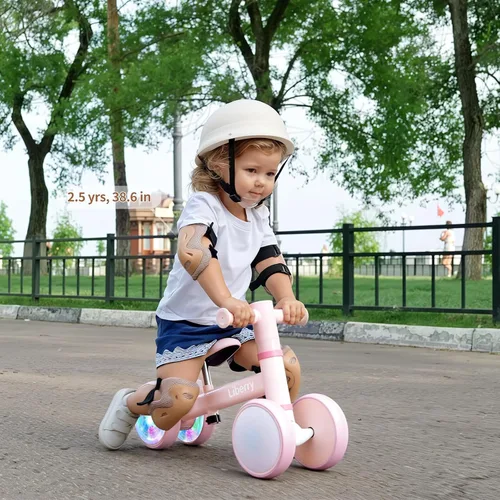 Vista 8 de Liberry Bicicleta de equilibrio para bebés con ruedas iluminadas de 1, 2, 3 años, sin pedales, 4 ruedas de silencio, primer juguete de equitación