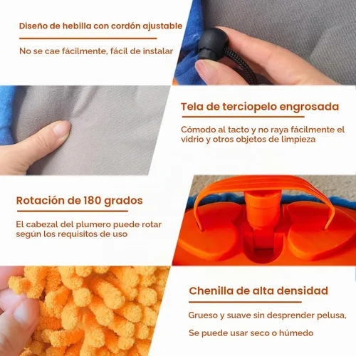 Vista 4 de Plumero de pared de alto alcance de 20 pies – Mopa de pared de microfibra de felpilla con poste empalmable de 3 a 14 pies Limpiador de pared