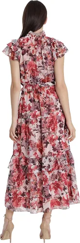 Vista 3 de Maggy London Vestido largo de manga raglán con volantes en capas para mujer