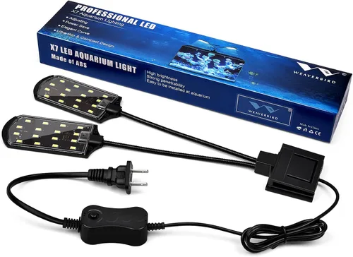 Vista 9 de WEAVERBIRD Doble cabeza acuario tanque de peces luz 15W 32 LED acuario plantado clip lámpara 1600LM iluminación LED blanca para 8-15 pulgadas tanque