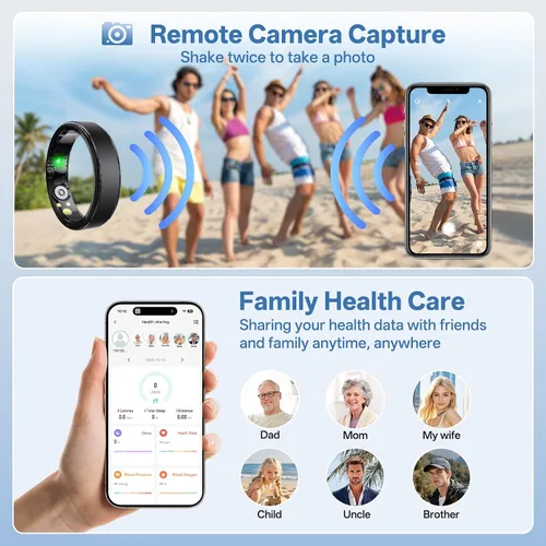 Vista 7 de Anillo inteligente para mujeres y hombres, anillo de seguimiento de salud con frecuencia cardíaca, monitor de sueño, oxígeno en sangre, HRV, estrés
