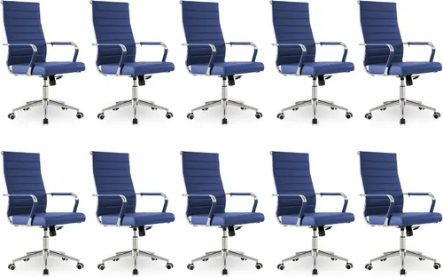 Vista 34 de Okeysen Office Desk Chair, Ergonomic Leather Modern Conference Room Chairs, Executive Ribbed Height Adjustable Swivel Rolling Chair for Home Office