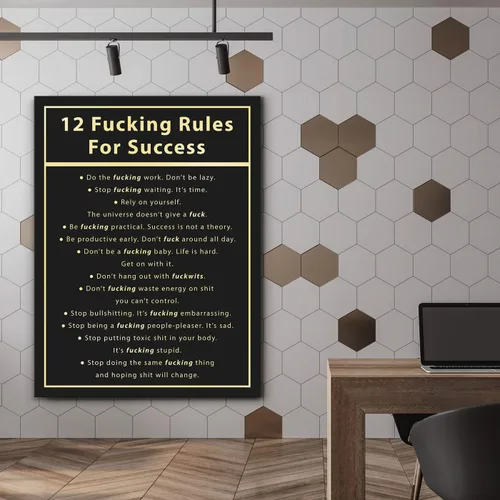 Vista 2 de NATVVA Póster inspirador de 12 reglas para el éxito, con cita motivacional, decoración de pared, lienzo, impresiones artísticas, pintura, obras
