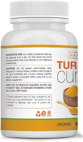 Vista 4 de Curcumina de cúrcuma con piperina 1500 mg, 90