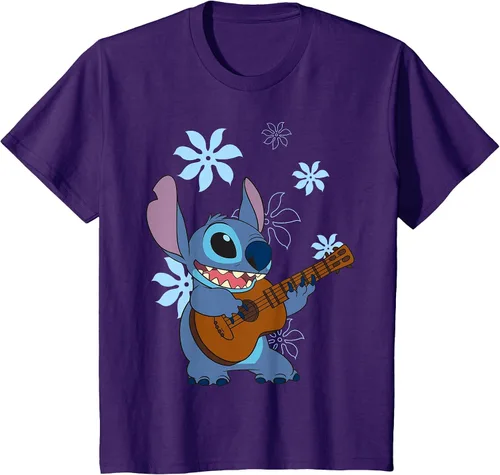 Vista 28 de Camiseta de danza floral Lilo & Stitch con ukelele para niñas Gris asfalto