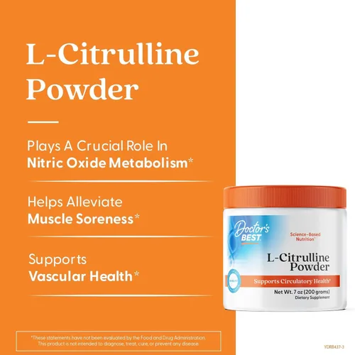 Vista 4 de Doctors Best L-citrulina en polvo – Suplemento de citrulina L para hombres y mujeres, apoyo al metabolismo del óxido nítrico, ayuda al dolor