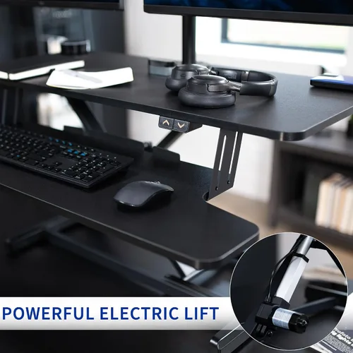 Vista 4 de VIVO DESK-KIT-VE36B2 - Convertidor de escritorio eléctrico de altura ajustable de 36 pulgadas con soporte de monitor dual para pantallas de 13 a 30