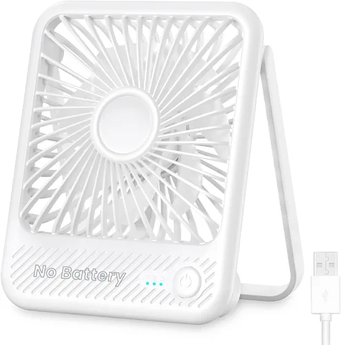 Vista 10 de Koonie - Ventilador de escritorio USB, viento fuerte, ultra silencioso, pequeño ventilador personal con inclinación plegable de 180° y 3 velocidades