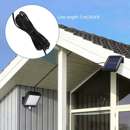Vista 4 de Luz de pared de energía solar, luz con sensor de movimiento al aire libre, 56 LED, luz nocturna de seguridad, panel solar separable para patio