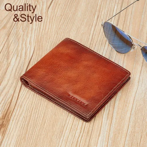 Vista 5 de VANNANBA Cartera de cuero de grano completo de gran capacidad con 2 ventanas para identificación, 11 ranuras para tarjetas, 2 bolsillos
