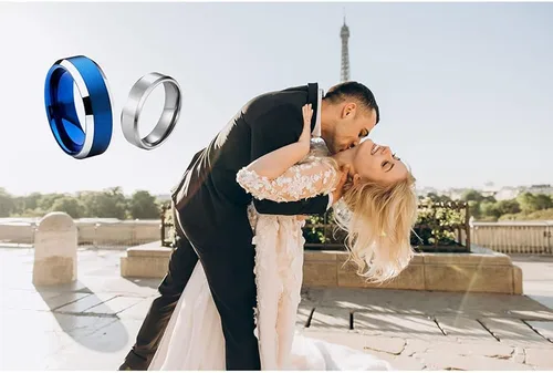 Vista 5 de Personalized Couples Rings for Him and Her Set Stainless Steel Unique Pinky Promise Rings for Couples Set with 2 Rings Black Matching Engagement