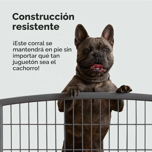 Vista 4 de IRIS USA Corralito para mascotas de ejercicio de 4 paneles de 24 pulgadas, corral para cachorros y perros pequeños y medianos, mantiene a las Gris