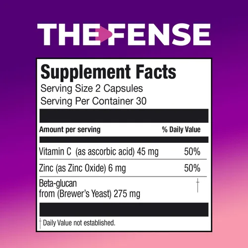 Vista 6 de THE-FENSE Cápsulas de suplemento de beta-glucano, vitamina C y zinc, refuerzo de apoyo inmunológico para mujeres y hombres, libre de gluten