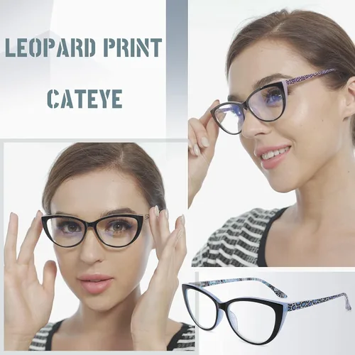 Vista 4 de Paquete de 3 lentes de lectura con bloqueo de luz azul, para mujer, diseño elegante de ojo de gato, antifatiga ocular y deslumbramiento, +1.0 de 3