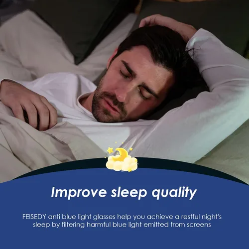Vista 4 de FEISEDY Fitover B1228 - Lentes de luz azul para juegos de computadora para dormir mejor, antirreflejos