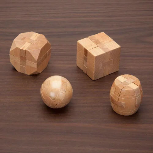 Vista 3 de Mini juego de rompecabezas de madera, juego de cuatro tintes de madera clara, diseño clásico, rompecabezas de madera y regalos divertidos Mini