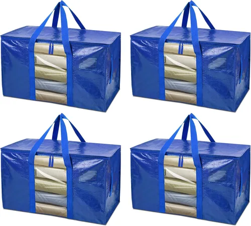 Vista 62 de BALEINE Paquete de 2 bolsas de mudanza de gran tamaño con asas reforzadas, bolsa de almacenamiento resistente para ropa, suministros de mudanza