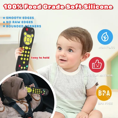 Vista 3 de Juguete de Control Remoto para Bebé, Juguete de Control Remoto de TV Realista para Niños Pequeños con Luz y Sonido, Juguete de Aprendizaje Educativo
