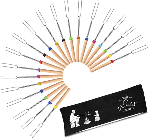 Vista 10 de Zulay - Varillas de malvavisco resistentes para hoguera extra largas – Kit de palos de olor para hoguera – Brochetas para asar malvaviscos – Tenedor