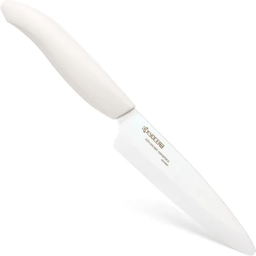 Vista 9 de Kyocera Revolution Cuchillo de cerámica utilitario de 4-1/2 pulgadas, mango naranja, hoja blanca