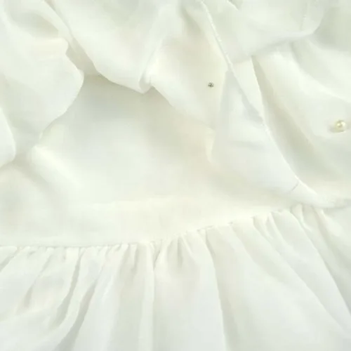 Vista 8 de Conjunto de ropa de chaleco de gasa con perlas y pantalones cortos de mezclilla para bebés de 2 a 7 años