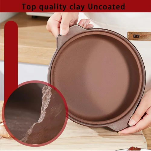 Vista 3 de Cazuela de terracota natural con tapas ollas de arcilla para cocinar, ollas de arroz de loza sin glasear (UpgradeT1-1QT)