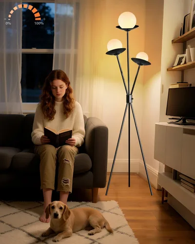 Vista 29 de Lámparas de Pie Regulables de Flores con Mesa, Lámpara de Pie Floral de 2 Luces, 3000K Blanco Cálido Estilo Candelabro Lámpara de Pie Moderna