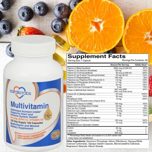 Vista 3 de Multivitamínico - Suplementos para el corazón y la inmunidad para hombres y mujeres, multivitamínico para hombres y mujeres, con minerales complejo