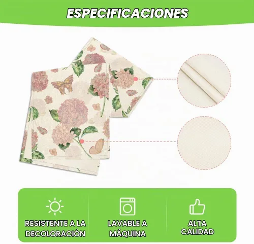 Vista 5 de Artoid Mode Camino de mesa de primavera de mariposa de hortensias rosas, decoración de mesa de comedor de cocina y vacaciones de verano, decoración