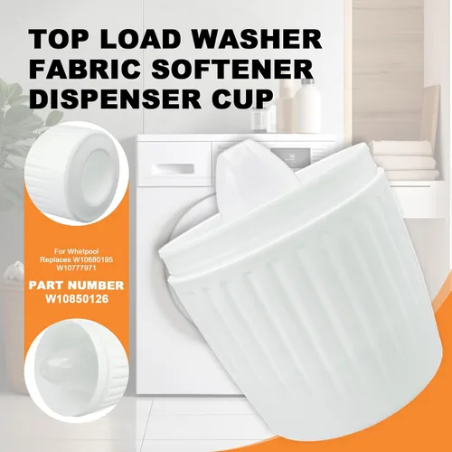 Vista 2 de Taza dispensadora de suavizante de tela para lavadora de carga superior apta para Whirlpool Reemplazar W10850126 W10680195 W10777971, dispensador