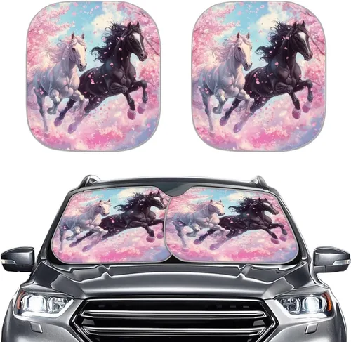 Vista 18 de Parasol para parabrisas de automóvil con estampado de playa tropical, protección universal para proteger el interior del automóvil, bloquea