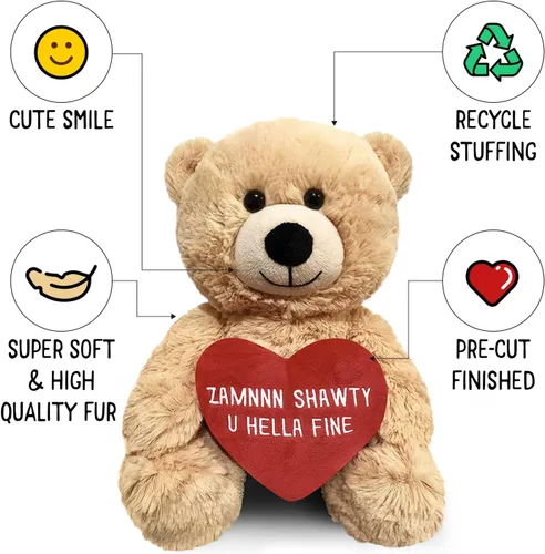 Vista 5 de Zamnnn Shawty U Hella Fine - Divertido regalo de oso de peluche Witty de 10 pulgadas y bolsa de regalo, para novia, novio, mejor amigo, cumpleaños