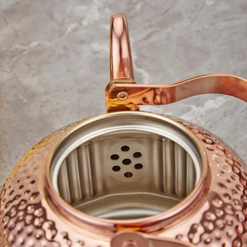 Vista 7 de SANQIAHOME Tetera antigua de acero inoxidable de 1.2L (40Oz) con infusor de cobre