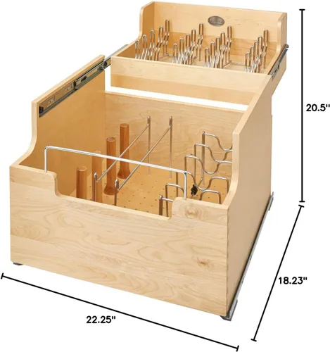 Vista 3 de Rev-A-Shelf Organizador extraíble de utensilios de cocina con base de madera con cierre suave