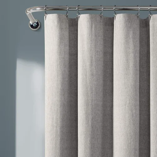 Vista 4 de Lush Decor - Cortina de regadera de borlas de algodón teñido en hilado Nantucket, 72" de ancho x 72" de largo, gris - Cortinas de regadera grises