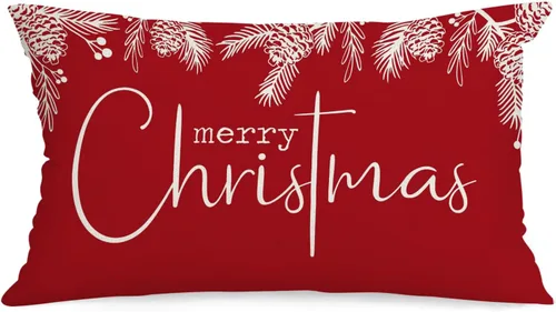 Vista 8 de AOFANGGO Funda de almohada de Navidad de 12 x 20 pulgadas, decoración navideña de árbol de leopardo, funda de cojín rústica para cama, silla, sofá